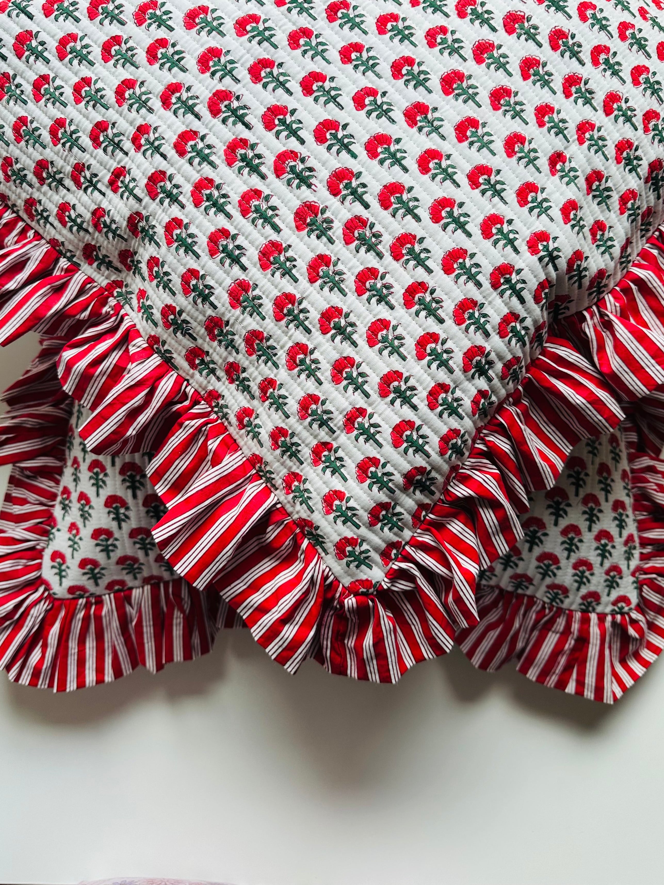 Block printed Quilted Cushion Cover | 20*20 inches