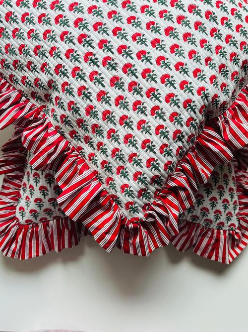 Block printed Quilted Cushion Cover | 20*20 inches