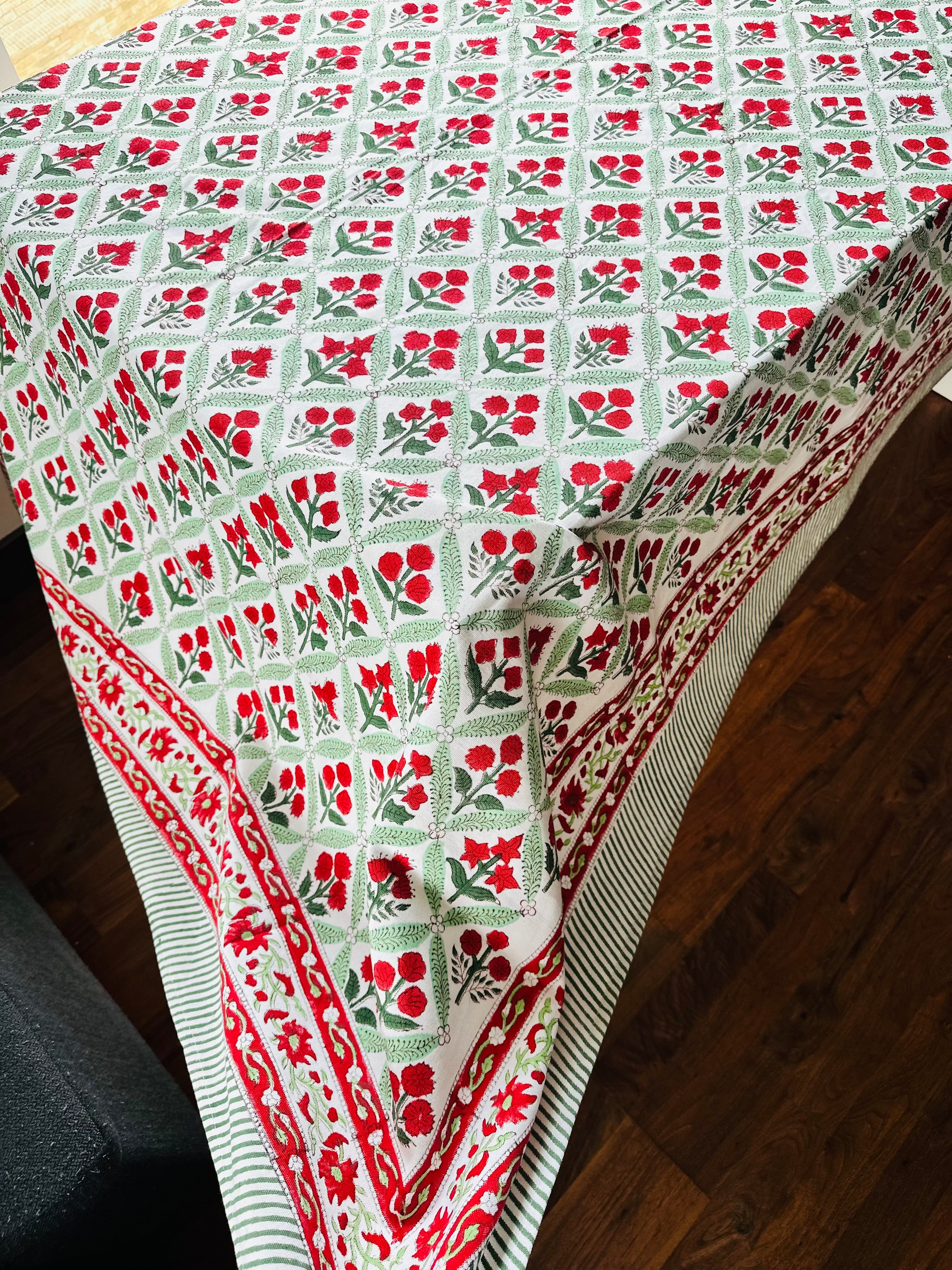 Handblock Printed Tablecloth - 60" x 108"