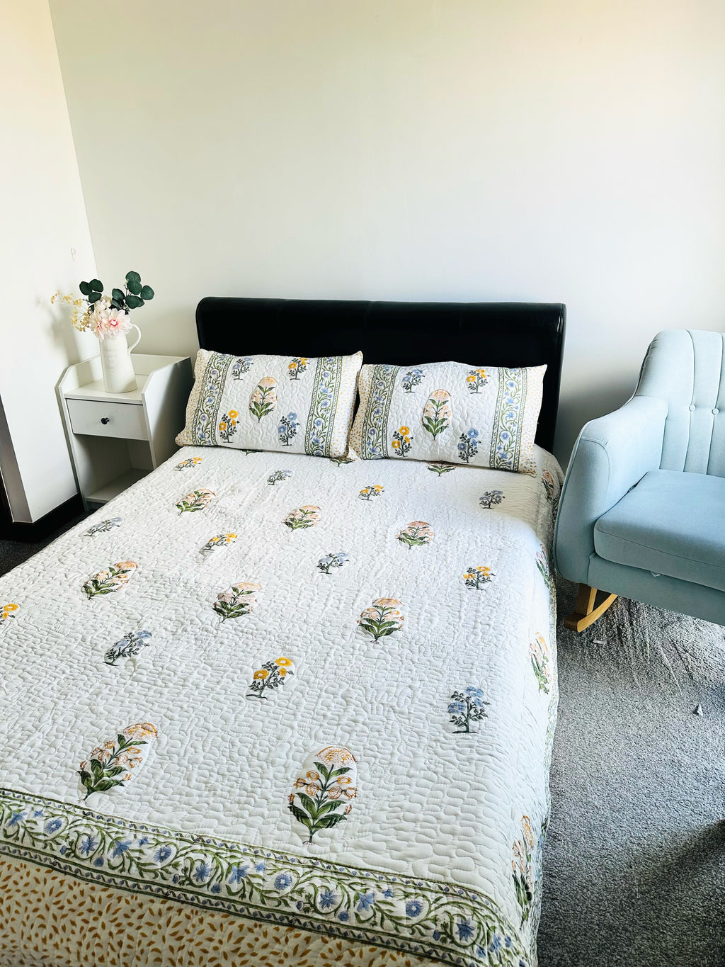 Block printed King Bedspread Set
