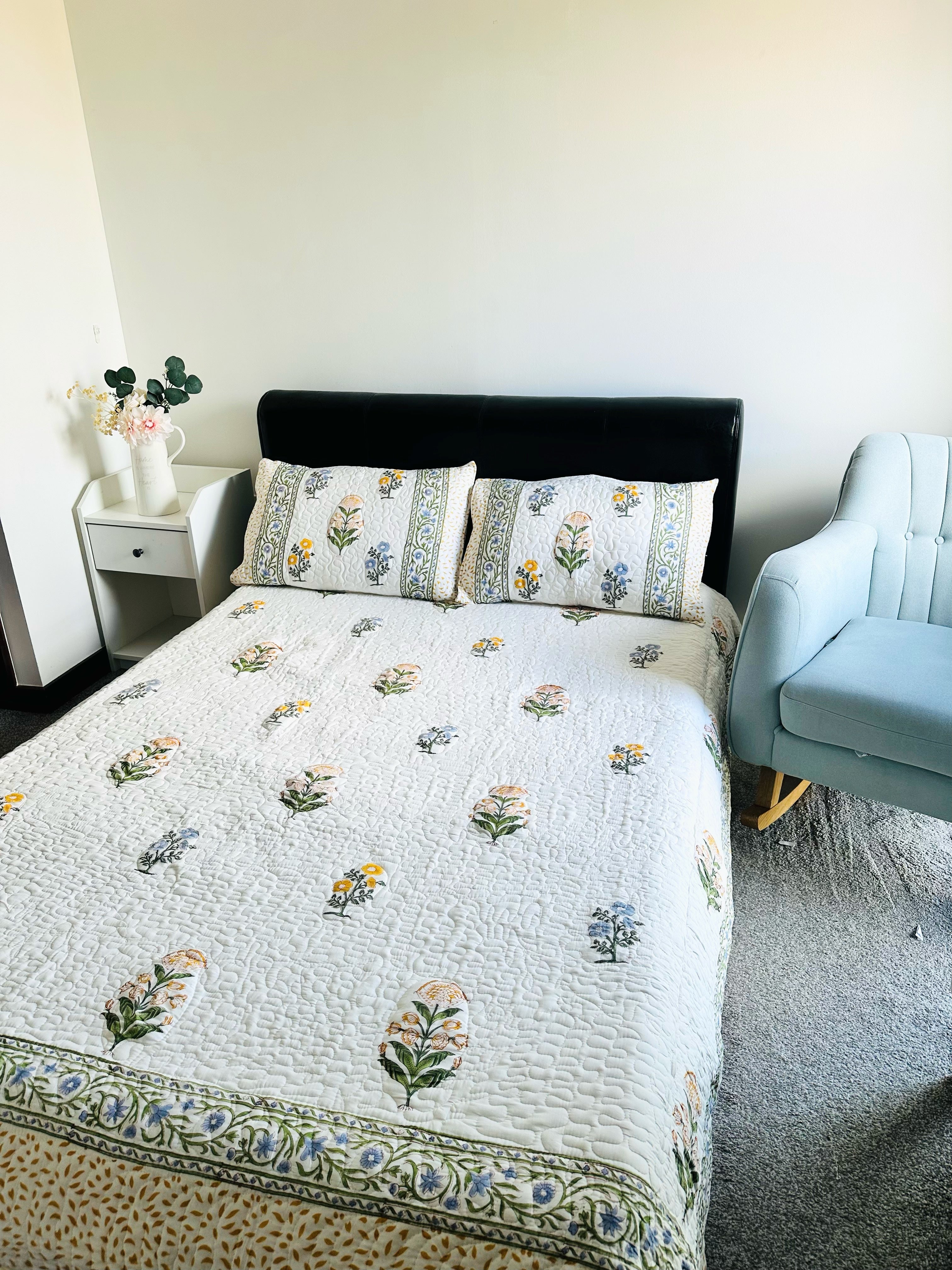 Block printed King Bedspread Set