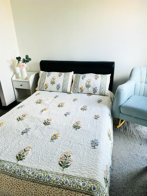 Block printed King Bedspread Set