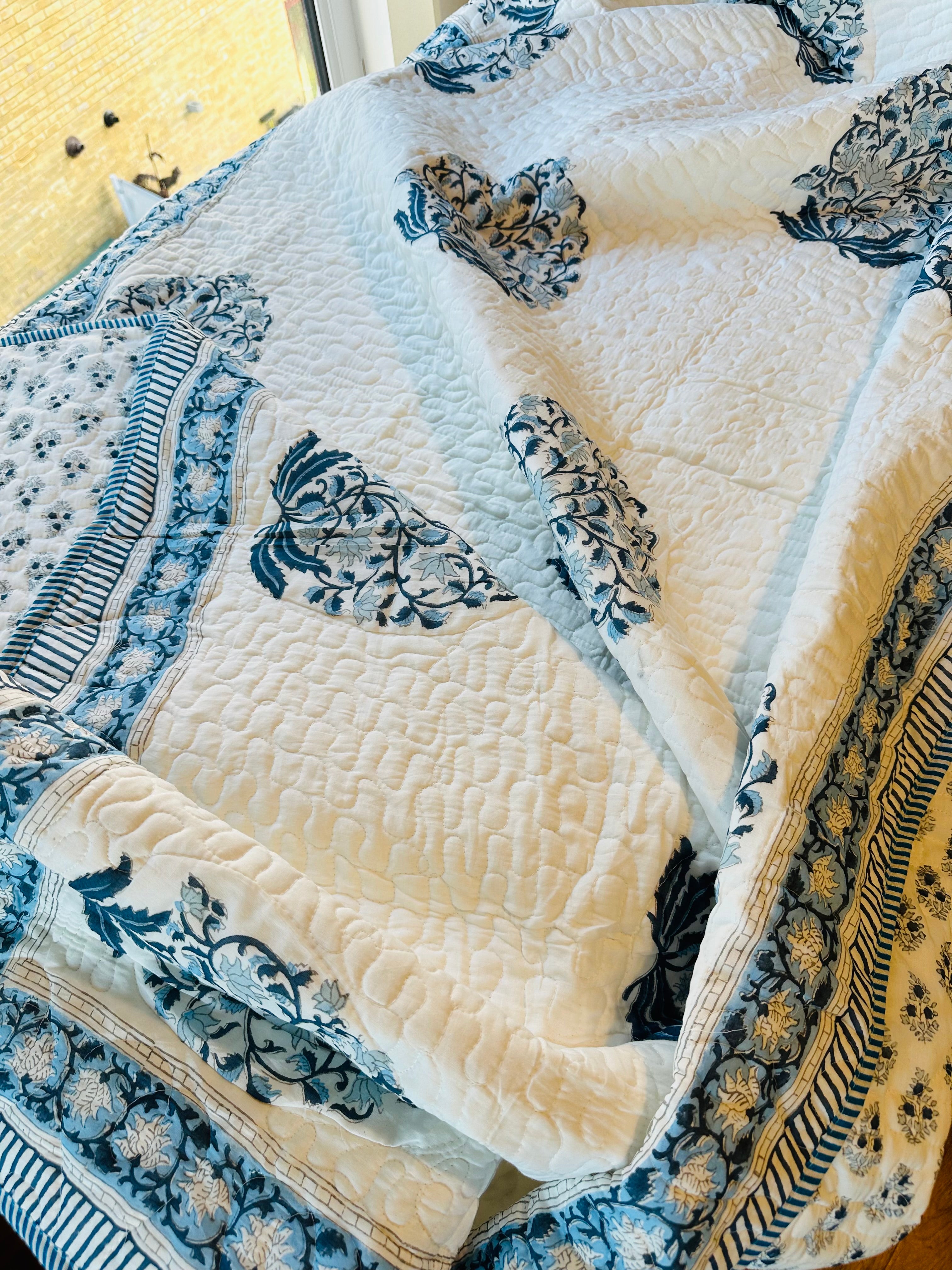 Handblock Printed Bedspread  - Single