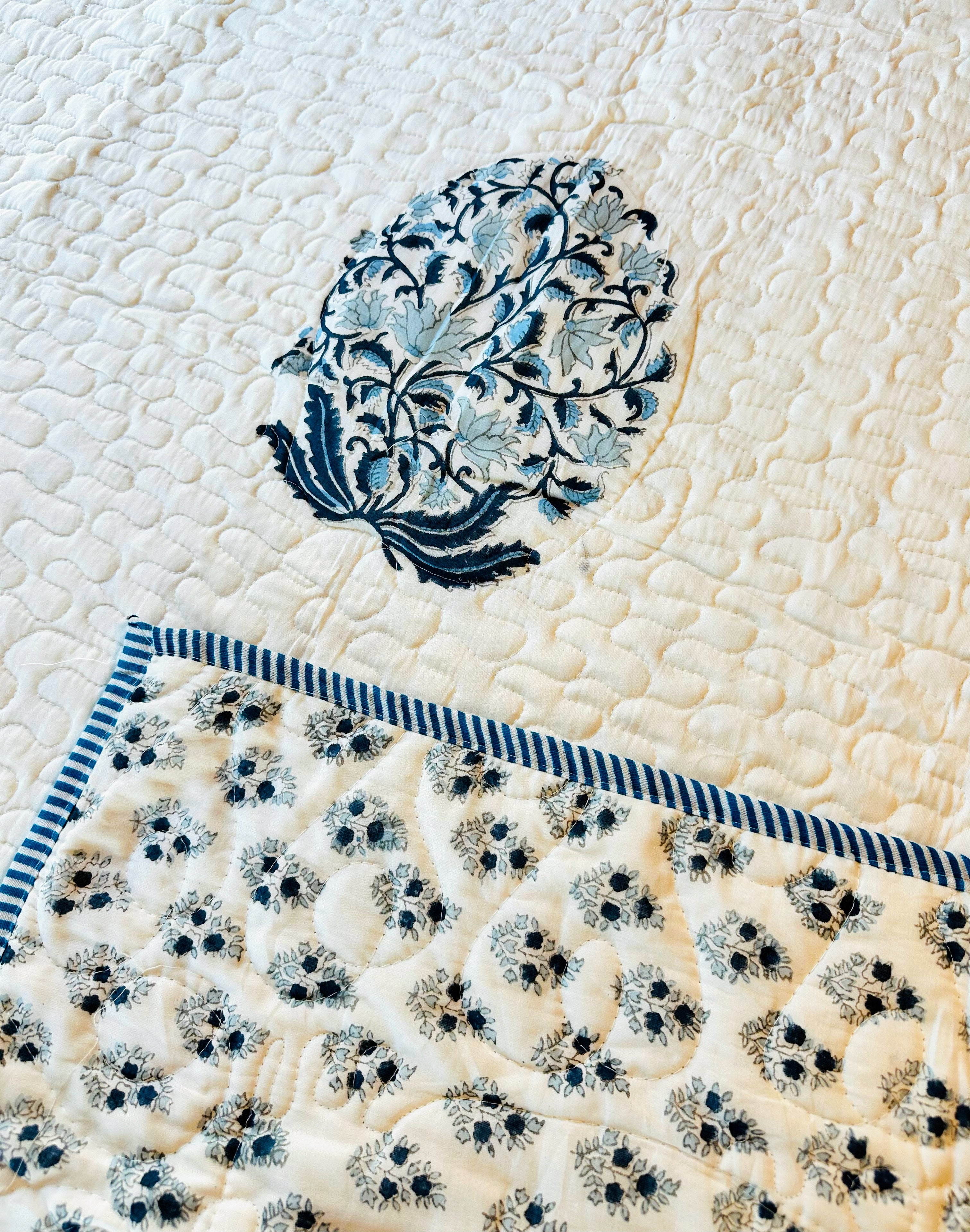 Handblock Printed Bedspread  - Single