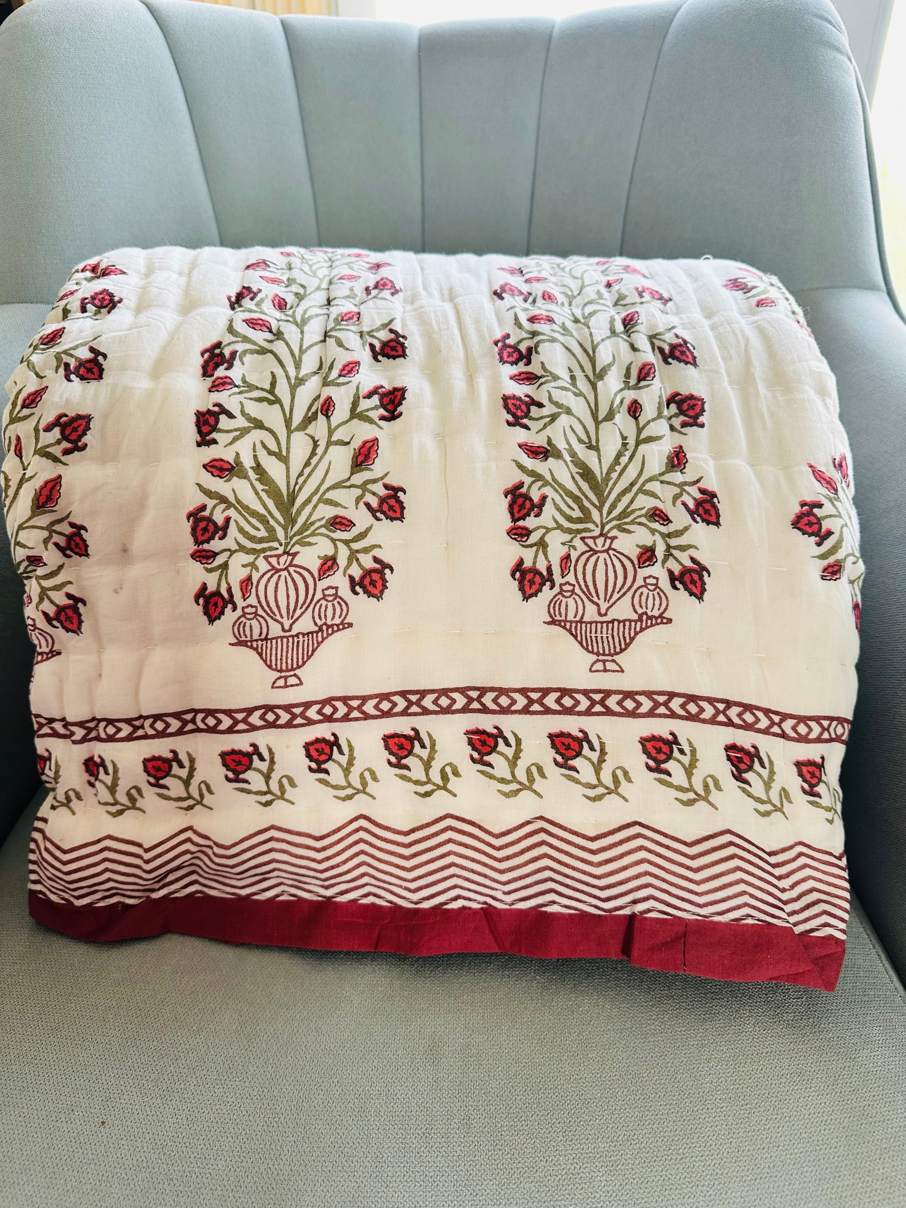 Handblock Printed Reversible Quilt – Single