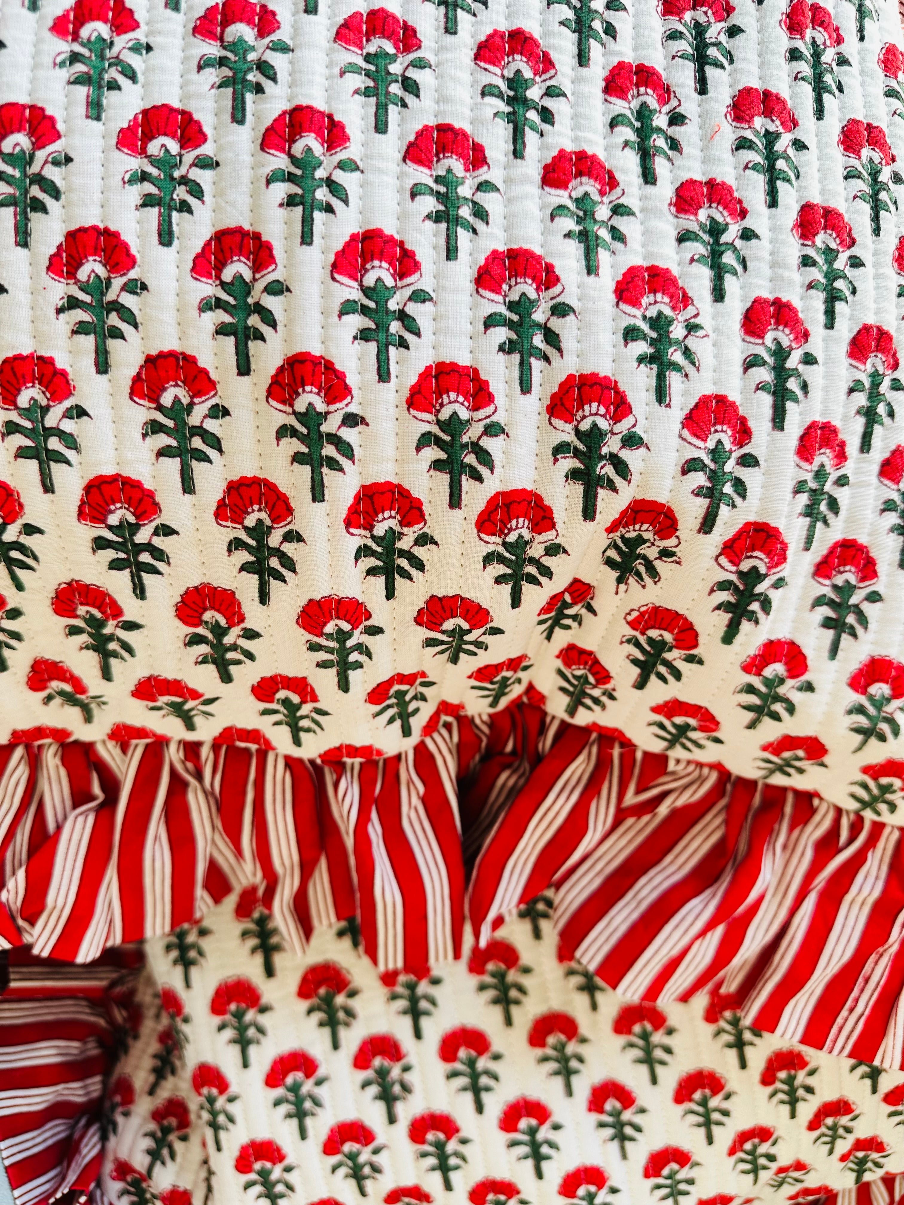 Block printed Quilted Cushion Cover | 20*20 inches