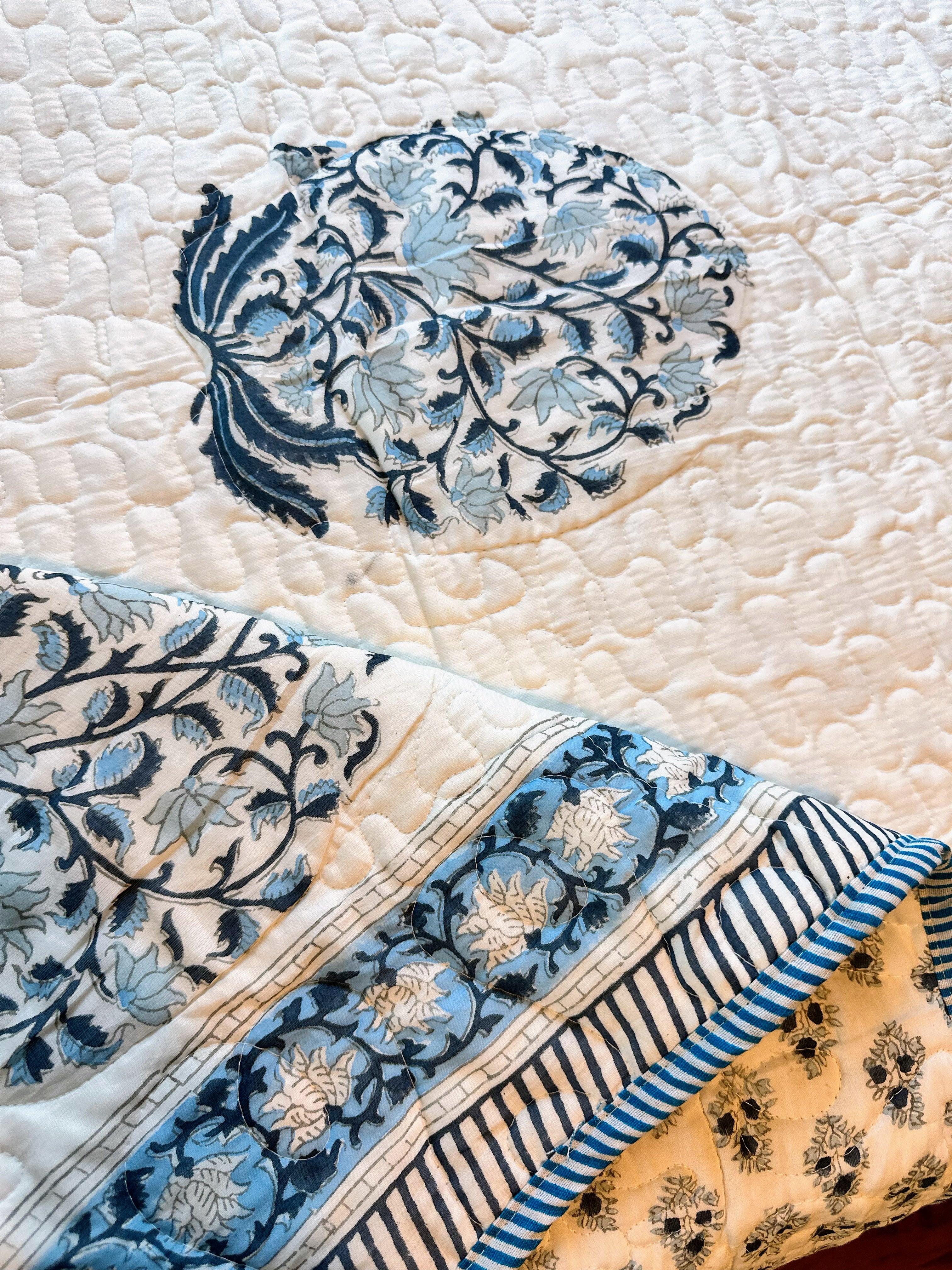 Handblock Printed Bedspread  - Single