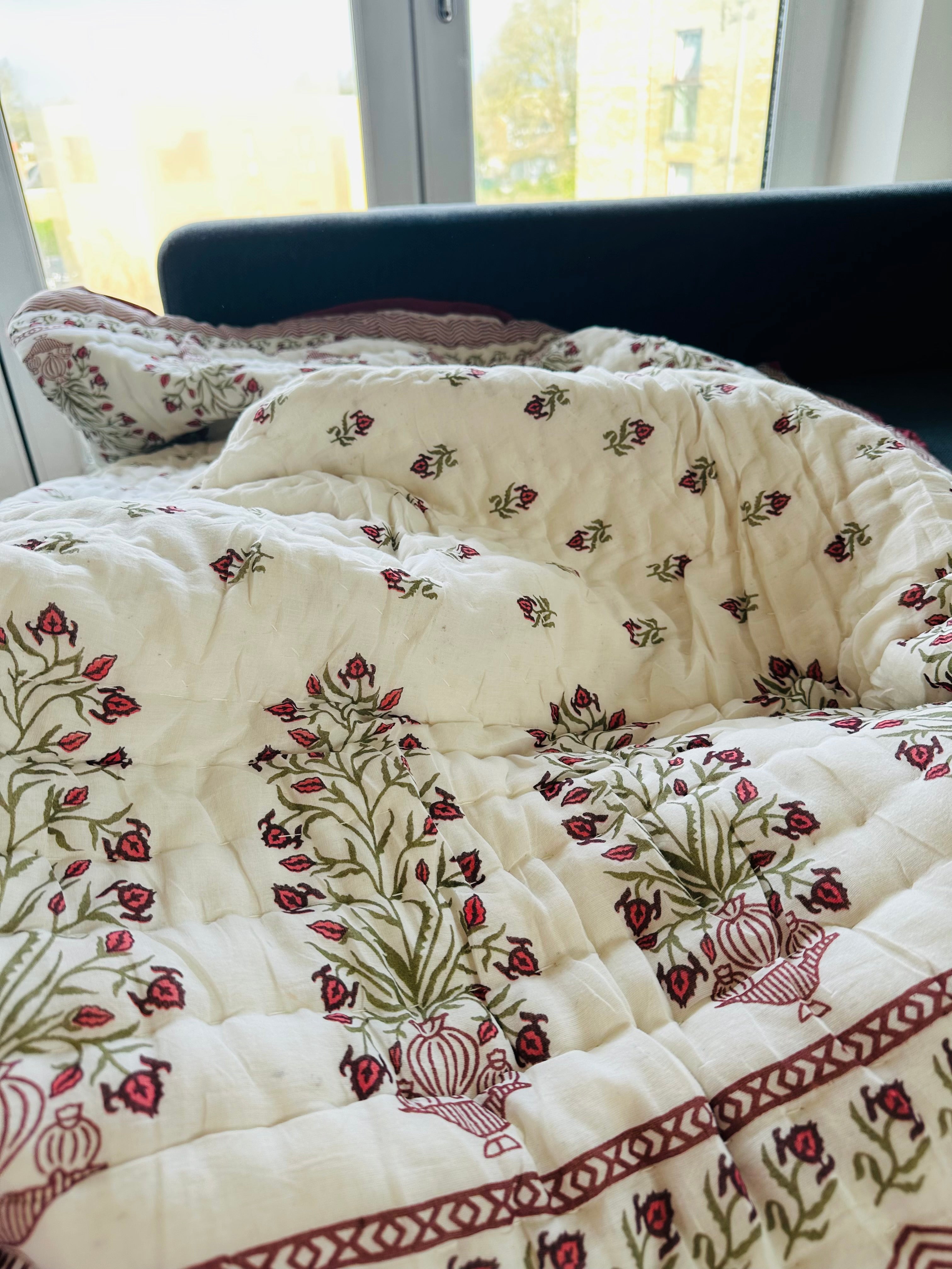 Handblock Printed Reversible Quilt – Single