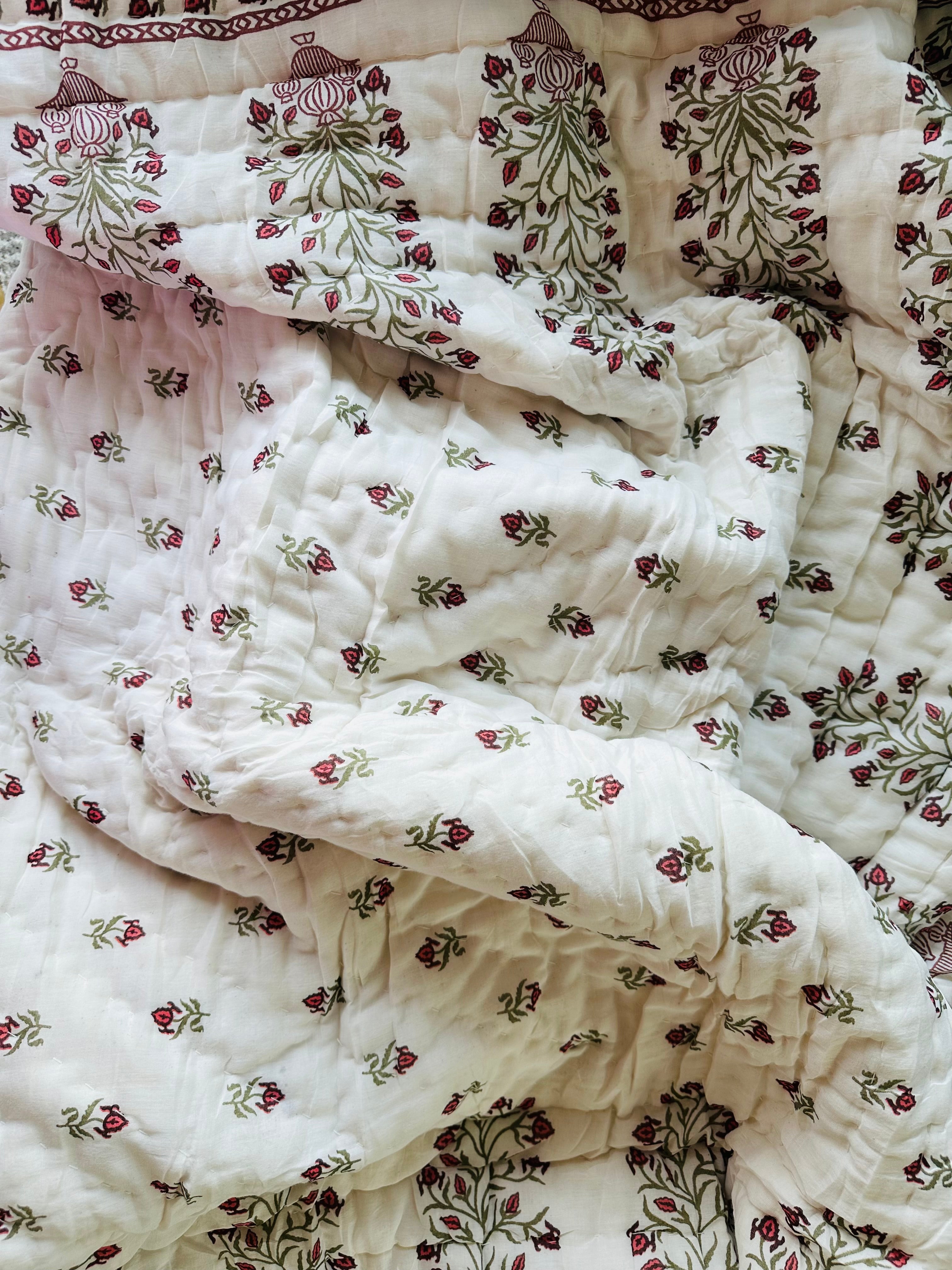 Handblock Printed Reversible Quilt – Single