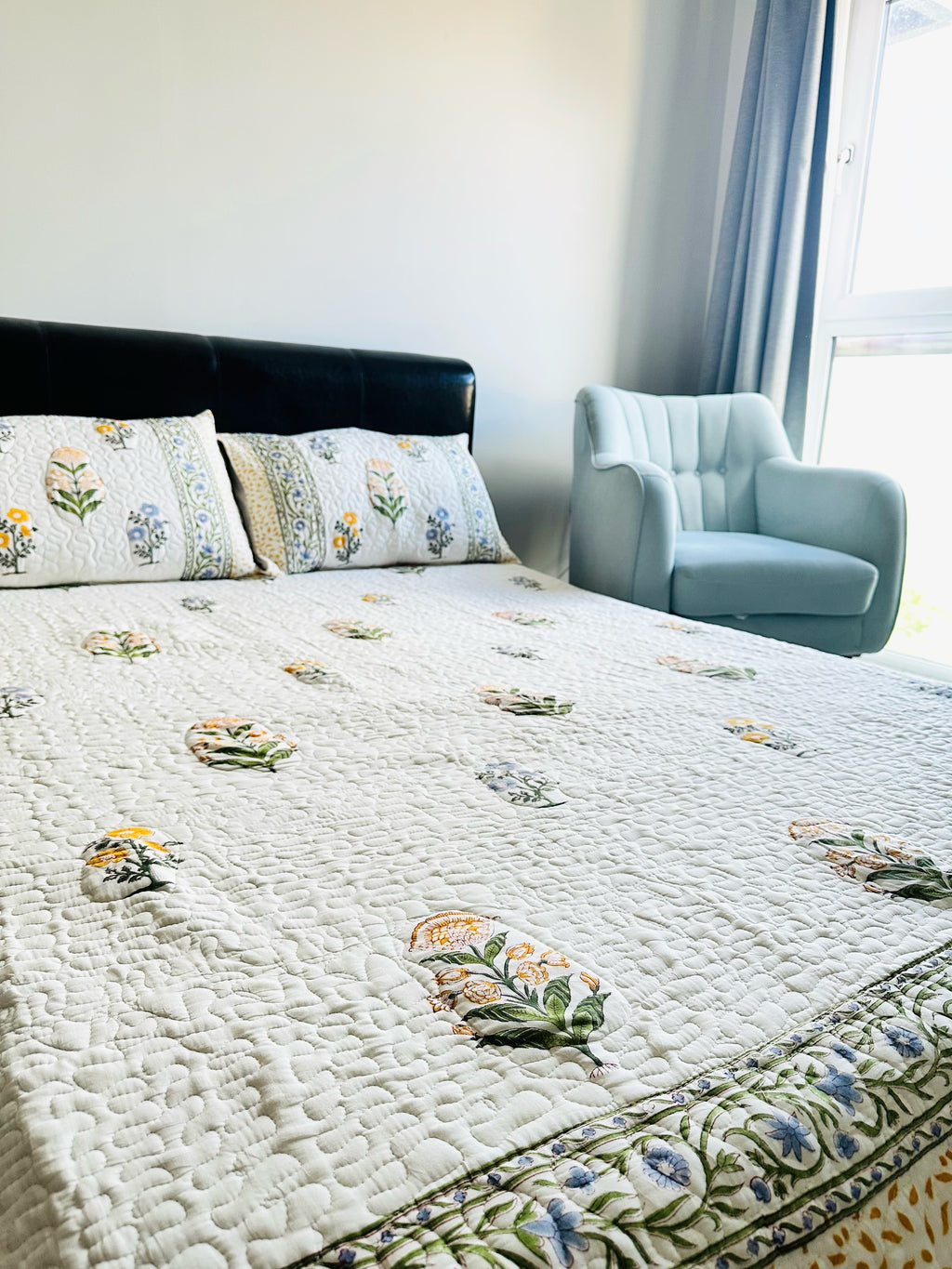 Block printed King Bedspread Set